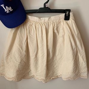 EUC Cream Scalloped Lace/embroidered skirt